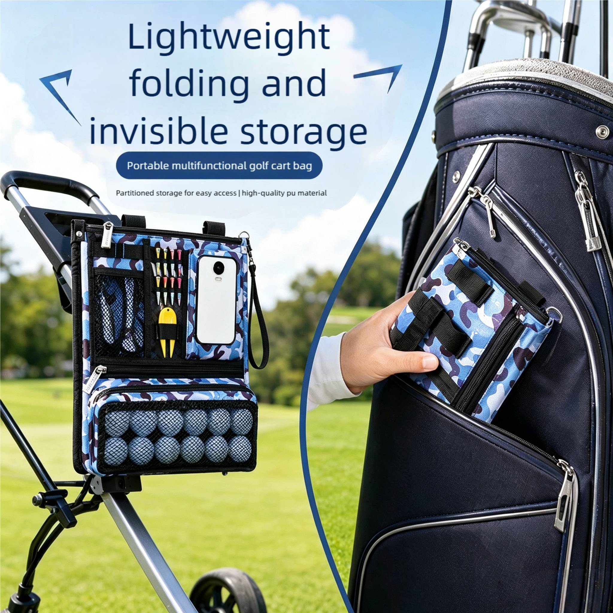 Opvouwbare golfopbergtas met m - Golf Bag Stand Cart recensie en prijs